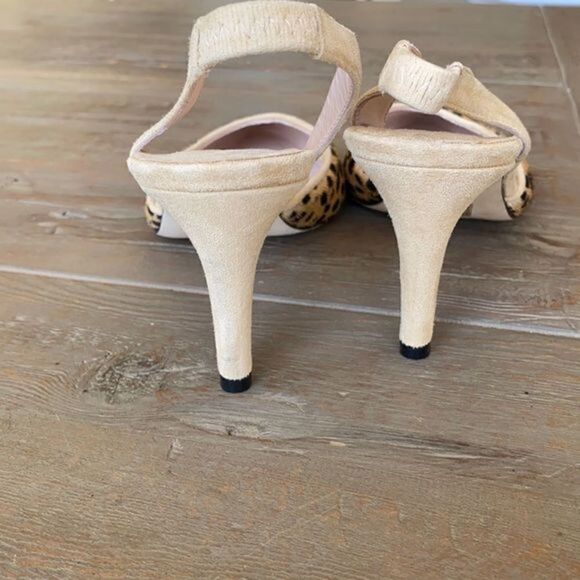 Anthropologie Carmen Salas Cheetah Calf Hair Leather Slingback Pumps 9.5 - Picture 7 of 10